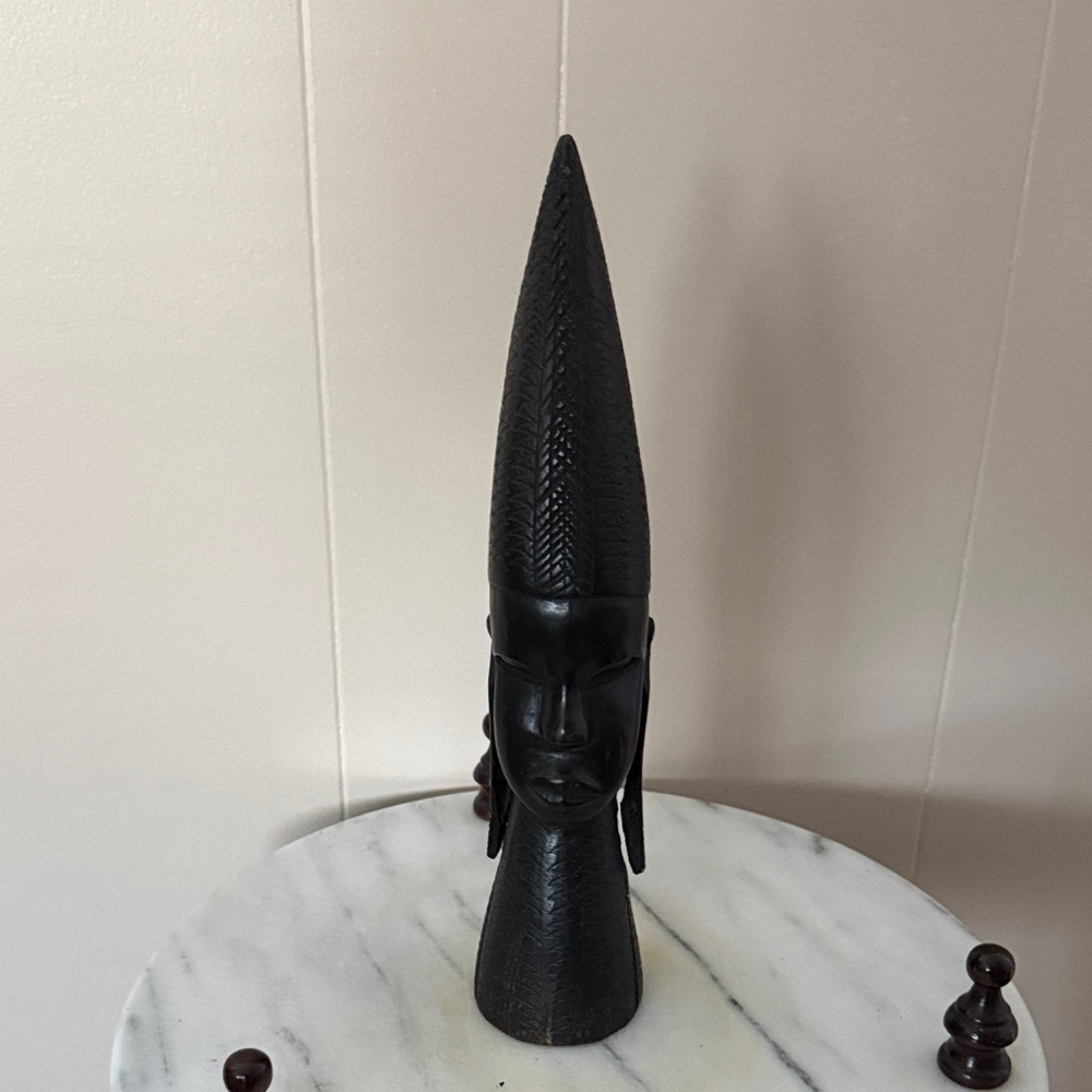 Black Carved African Tribal Bust